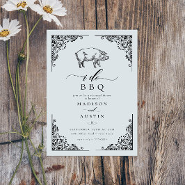 Convites Vintage Rustic Pig I Do CHURRASCO Janto De Ensaio