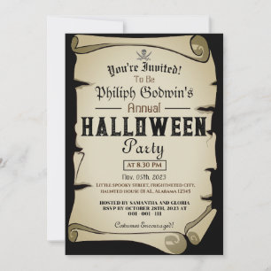 Convites Vintage Rustic Pirates Festa de Figurino de Hallow