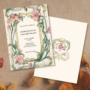 Convites Vintage Rustic Retro Art Nouveau Botânico Floral