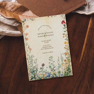 Convites Vintage Rustic Retro Meadow Wildflower