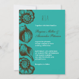 Convites Vintage Rustic Seashell Beach Invitation