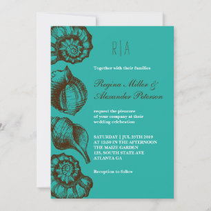 Convites Vintage Rustic Seashell Beach Invitation