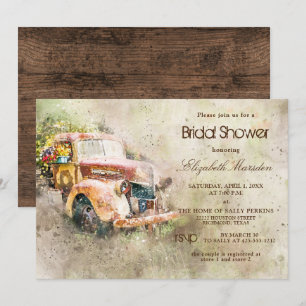 Convites Vintage Rustic Truck Trendy Chá de panela