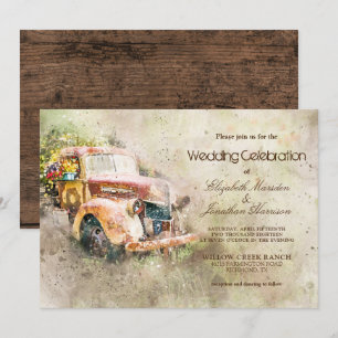 Convites Vintage Rustic Truck Trendy Wedding