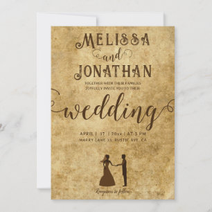 Convites Vintage rustic Wedde Noite Groom