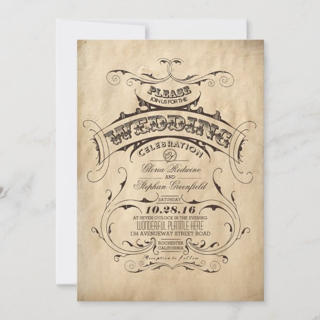 Convites Vintage Rustic Weditation (Frente)