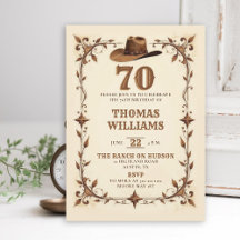Vintage Rustic Western Star Cowboy 70th Birthday 