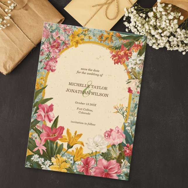 Convites Vintage Rustic Wildflower Cottagecore (Vintage Rustic Wildflower Cottagecore Invitation)
