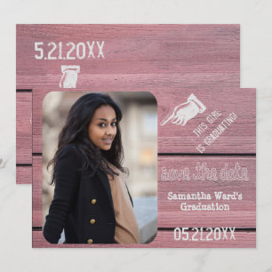 Convites Vintage Rustic Wood Graduation Foto Salvar A Data