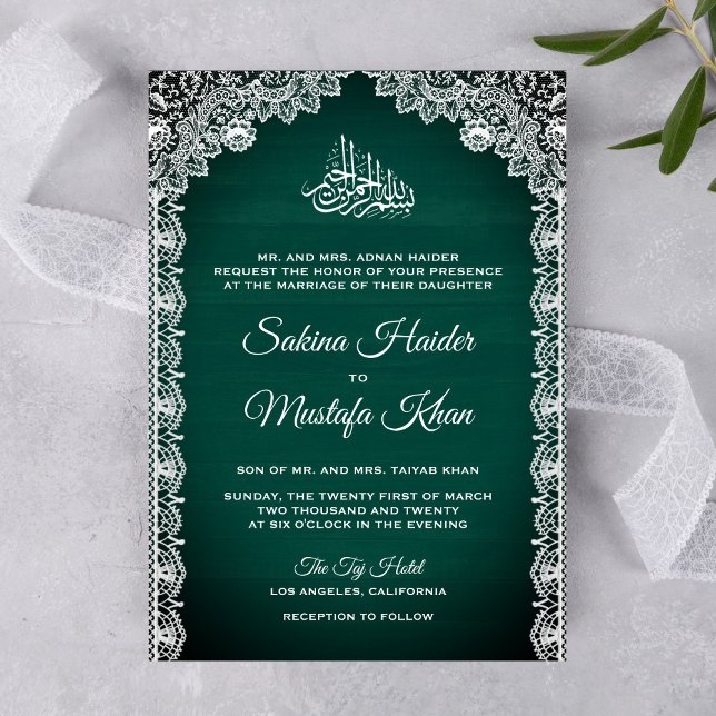 Convites Vintage Rústico Renda Verde Turquesa Casamento Isl (Criador carregado)