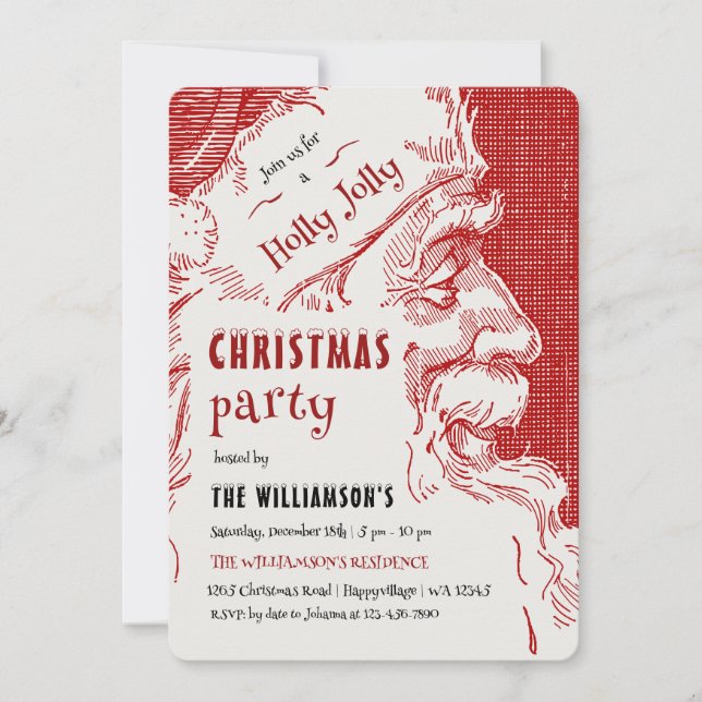 Convites Vintage Santa Christmas Party Invitation (Frente)