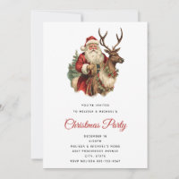 Vintage Santa Claus Andando uma Reindeer