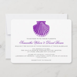Convites Vintage Scallop Shell Purple