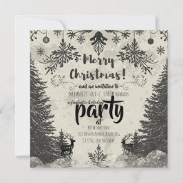 Convites Vintage Scandinavian Christmas Party Invitation