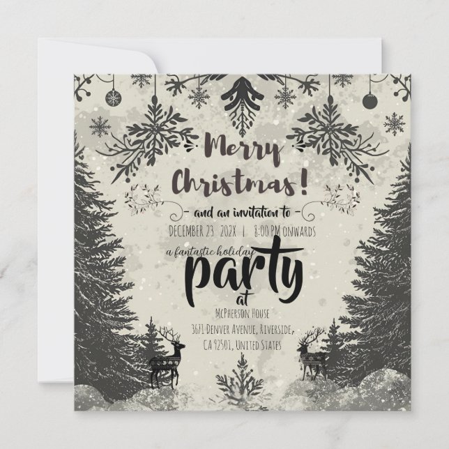 Convites Vintage Scandinavian Christmas Party Invitation (Frente)