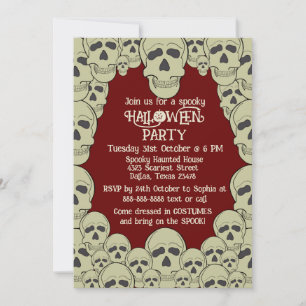 Convites Vintage Scary Skull Halloween Party