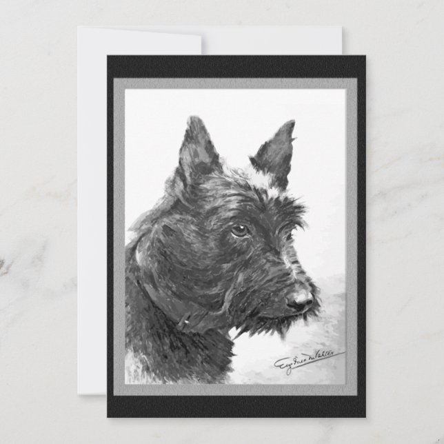 Convites Vintage Scottish Terrier art (Frente)