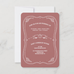 Convites Vintage Scroll in Marsala Recepção de casamento Ca