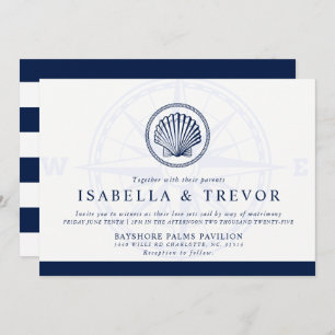 Convites Vintage Seashell   Casamento em rota náutica