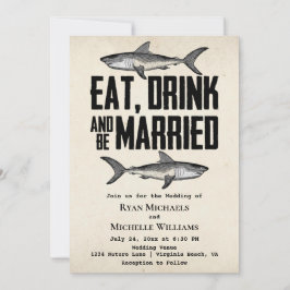 Convites Vintage Shark Coma Bebida e Casamento