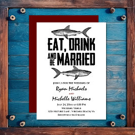 Convites Vintage Shark Coma Bebida e Casamento