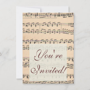 Convites Vintage Sheet Music Score Black and White Notes