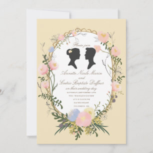 Convites Vintage Silhouette Primavera Floral Wedding