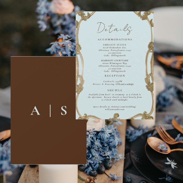 Convites Vintage Simply Icy Blue Wedding Details II (Criador carregado)