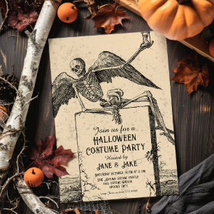 Convites Vintage Skeleton Adultos Festa de Halloween Convit