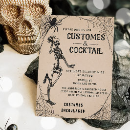 Convites Vintage Skeleton Halloween Costumes & Coctail