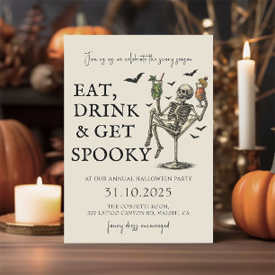 Convites Vintage Skeleton Halloween Party