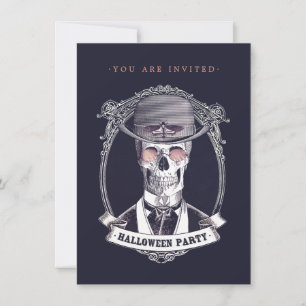 Convites Vintage Skull Skeleton Halloween Party