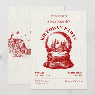 Convites Vintage Snowglobe aniversário de Natal