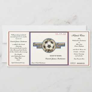 Convites Vintage Soccer Field Pass em Feltro Paper