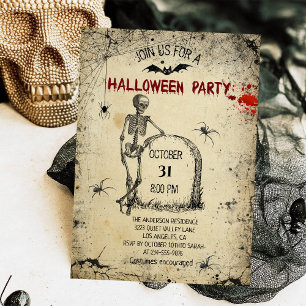 Convites Vintage Spooketon Adulto Festa de Hloween