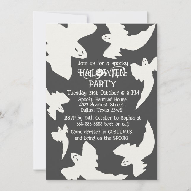 Convites Vintage Spooky Ghosts Halloween Party (Frente)