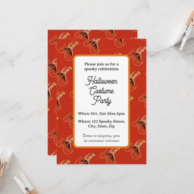 Convites Vintage Squid Halloween Party (Frente/Verso In Situ)