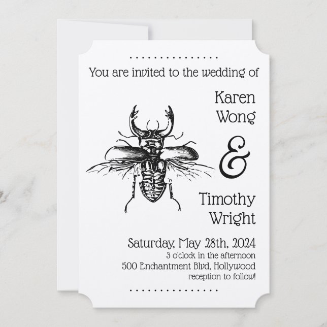 Convites Vintage Stag Beetle Wedding (Frente)