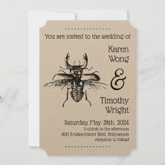 Convites Vintage Stag Beetle Wedding