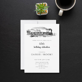 Convites Vintage Steam Train 60ª Festa de aniversário
