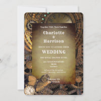 Vintage Steampunk Mecanage Gears Borboleta Invit