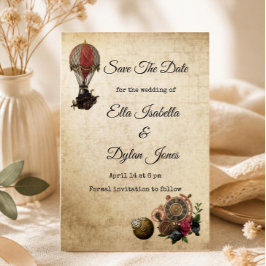 Convites Vintage Steampunk Save the Date | Vitoriano