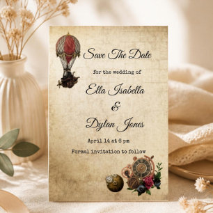 Convites Vintage Steampunk Save the Date Vitoriano