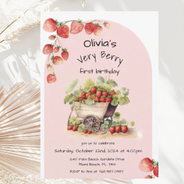 Convites Vintage Strawberry Berry First Party