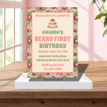 Vintage Strawberry primeiro aniversario Party Berr