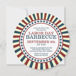 Convites Vintage Stripe Summer Barbecue Party