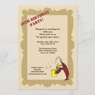 Convites Vintage Style Crawfish Fleur de Lis Aniversário