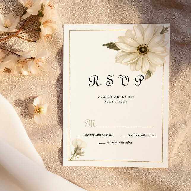 Convites Vintage style rustic daistic flower RSVP (Vintage style rustic daisy flower RSVP )