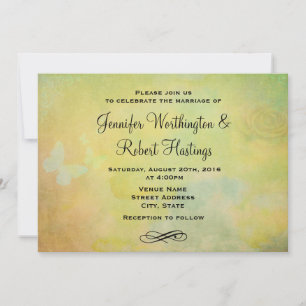Convites Vintage Style Watercolor background Wedding