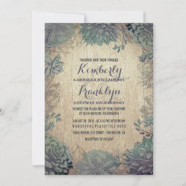 Convites Vintage Succulents Rustic Wedding